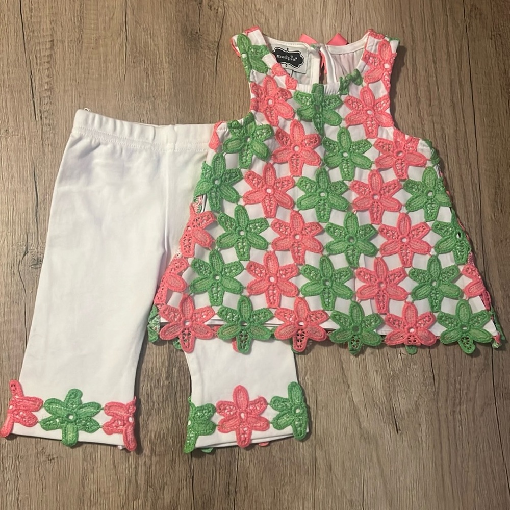 Mudpie | 0 - 6 months | Two Piece | Pink & Green Floral